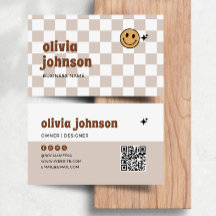 Retro Boho Chequered Business Card