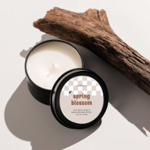 Retro Boho Chequered Soy Candle Jar Label