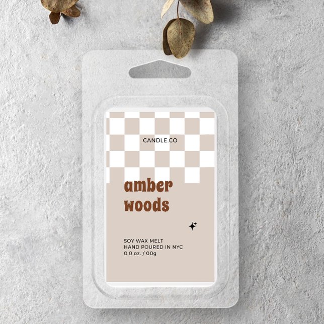 Retro Boho Chequered Soy Wax Melt Label (Creator Uploaded)