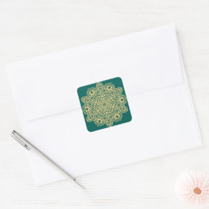 Retro Boho Chic Bohemian Hippie Rosette Mandala Square Sticker