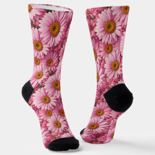 Retro boho chic pink floral flowers pattern socks