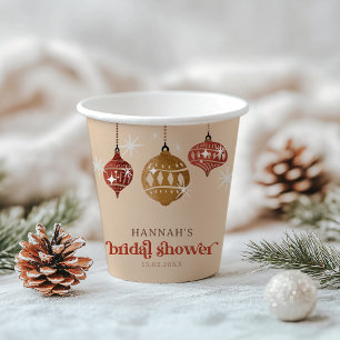 Retro Boho Christmas Ornament Bridal Shower red Paper Cups