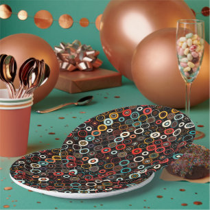  Retro Boho Circle Chic Paper Plates