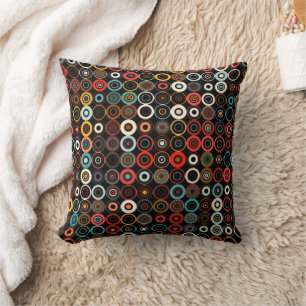 Retro Boho Circles Throw Pillow – Vibrant Style!