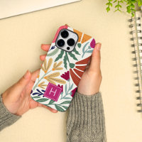 Retro Boho Colourful Floral Simple Chic Monogram 