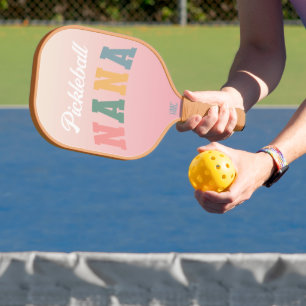 Retro Boho Colours Nana Personalised Pickleball Paddle