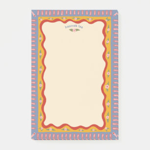 Retro Boho Cute CUSTOM NAME To-Do Shopping List Post-it Notes
