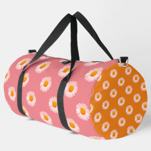 Retro Boho Daisies Groovy Daisy Flower Power Large Duffle Bag