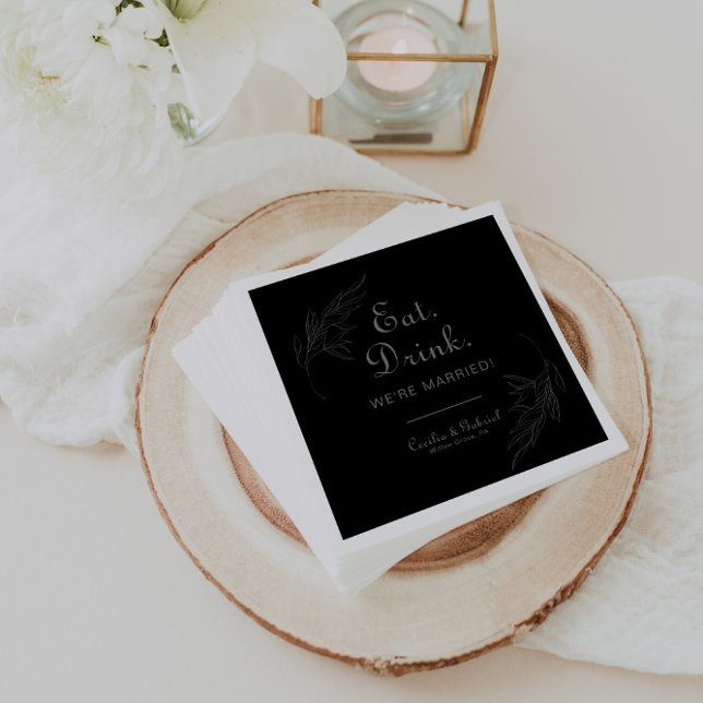 Retro Boho Eat Drink We're Married Wedding   Napkin (Creator Uploaded)