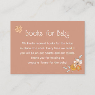 Retro Boho Floral Baby Shower Books for Baby Card 
