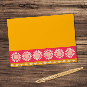 Retro Boho Floral Bold & Bright Colourful Wedding Envelope