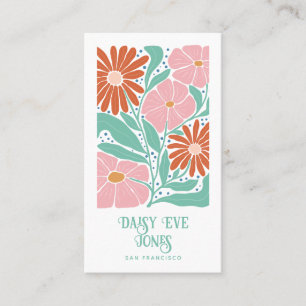Retro Boho Floral Business Card