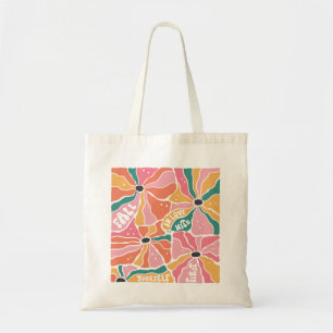 Retro Boho Floral Fall In love Tote Bag