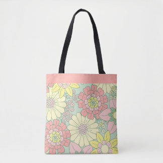 Retro Boho Floral Garden Large Desk Mat Tote Bag