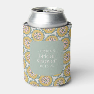 Retro Boho Floral Pastel Custom Bridal Shower  Can Cooler