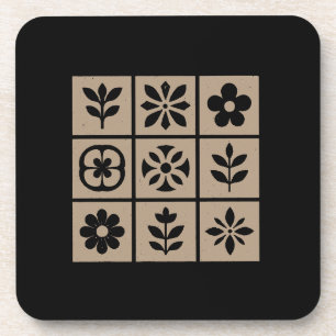 Retro Boho Floral Warm Brownish Pink Coaster