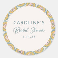 Retro Boho Floral Yellow Custom Bridal Shower
