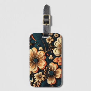 Retro boho flower power luggage tag