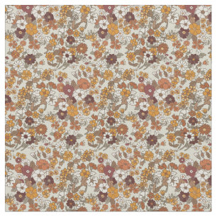 Retro Boho Flowers Mediterranean Pattern Fabric