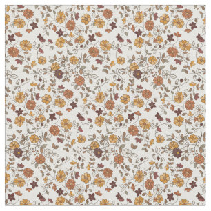 Retro Boho Flowers Mediterranean Pattern Fabric