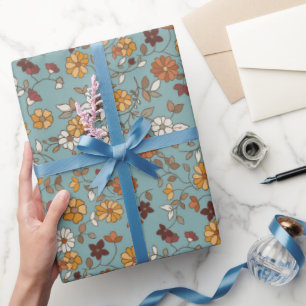 Retro Boho Flowers Pattern  Wrapping Paper