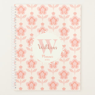 Retro Boho Flowers Personalised Monogram Planner