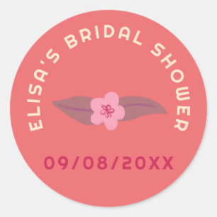 Retro Boho Fun Floral CUSTOM Bridal Shower  Classic Round Sticker