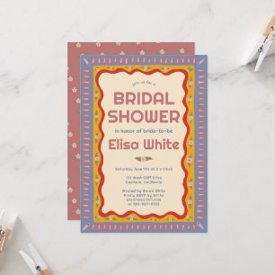 Retro Boho Fun Handmade CUSTOM Bridal Shower  Invitation