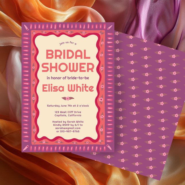 Retro Boho Fun Handmade CUSTOM Bridal Shower  Invitation (Retro Boho Fun Handmade CUSTOM Bridal Shower Invitation
)