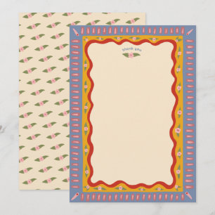 Retro Boho Fun Handmade CUSTOM Bridal Shower Thank You Card