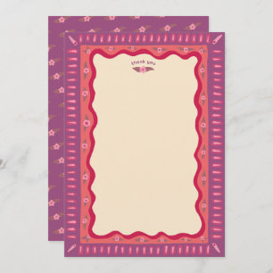 Retro Boho Fun Handmade CUSTOM Bridal Shower Thank You Card