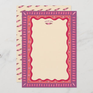 Retro Boho Fun Handmade CUSTOM Bridal Shower  Thank You Card