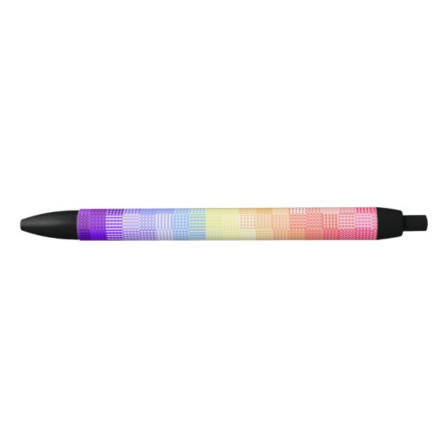 Retro Boho Funky Quirky Xenogender Plaid Pride Black Ink Pen (Front)