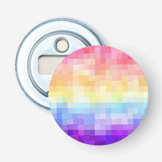 Retro Boho Funky Quirky Xenogender Plaid Pride Bottle Opener (Front)