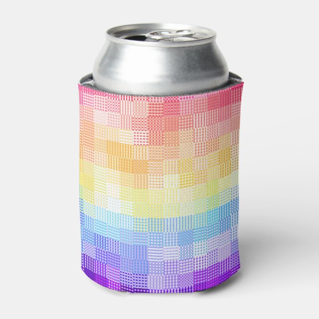 Retro Boho Funky Quirky Xenogender Plaid Pride Can Cooler (Can Front)