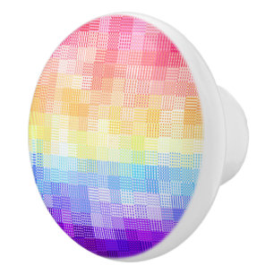 Retro Boho Funky Quirky Xenogender Plaid Pride Ceramic Knob