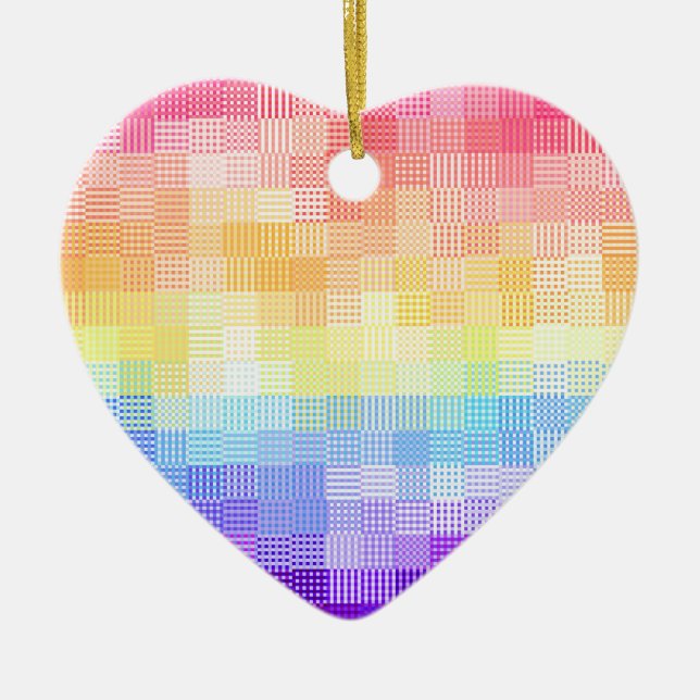 Retro Boho Funky Quirky Xenogender Plaid Pride Ceramic Tree Decoration (Front)