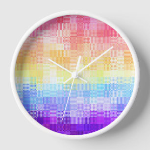 Retro Boho Funky Quirky Xenogender Plaid Pride Clock