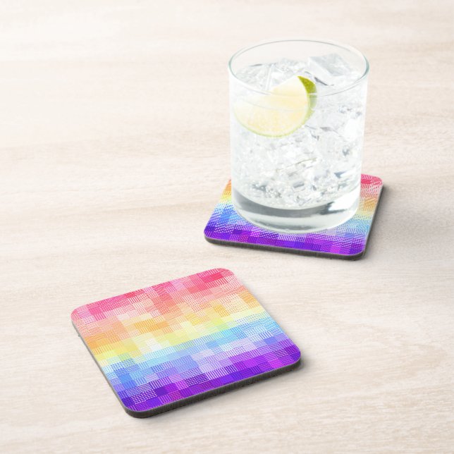 Retro Boho Funky Quirky Xenogender Plaid Pride Coaster (Right Side)