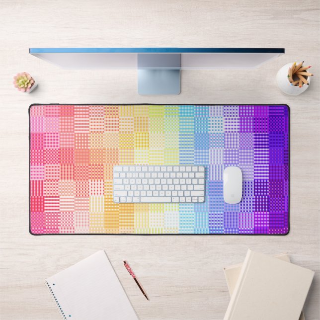 Retro Boho Funky Quirky Xenogender Plaid Pride Desk Mat (Office 1)