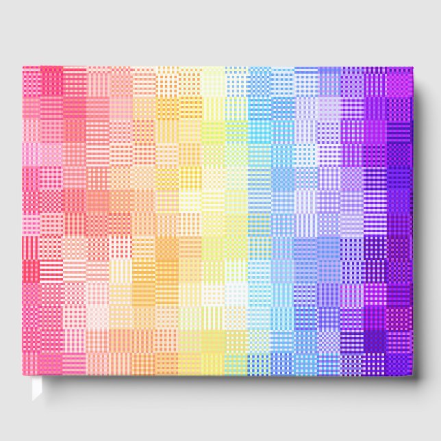 Retro Boho Funky Quirky Xenogender Plaid Pride Guest Book (Front)
