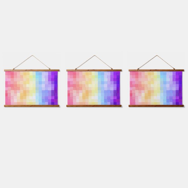 Retro Boho Funky Quirky Xenogender Plaid Pride Hanging Tapestry (Triple)