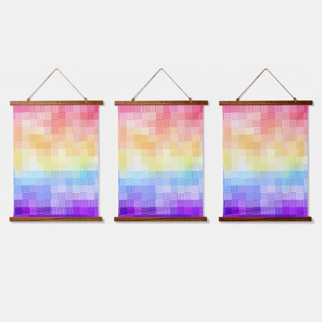 Retro Boho Funky Quirky Xenogender Plaid Pride Hanging Tapestry (Triple)