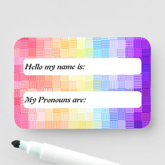 Retro Boho Funky Quirky Xenogender Plaid Pride Name Tag