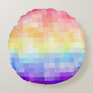 Retro Boho Funky Quirky Xenogender Plaid Pride Round Cushion