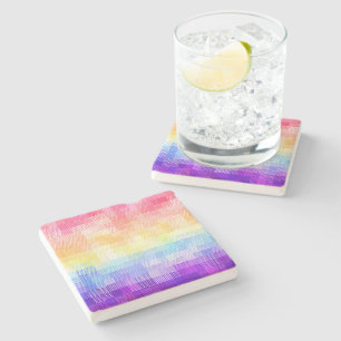 Retro Boho Funky Quirky Xenogender Plaid Pride Stone Coaster