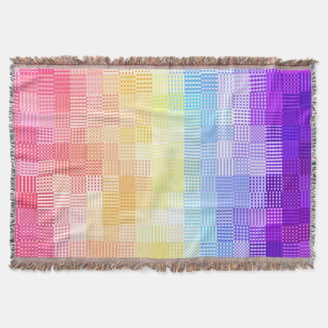 Retro Boho Funky Quirky Xenogender Plaid Pride Throw Blanket (Front)
