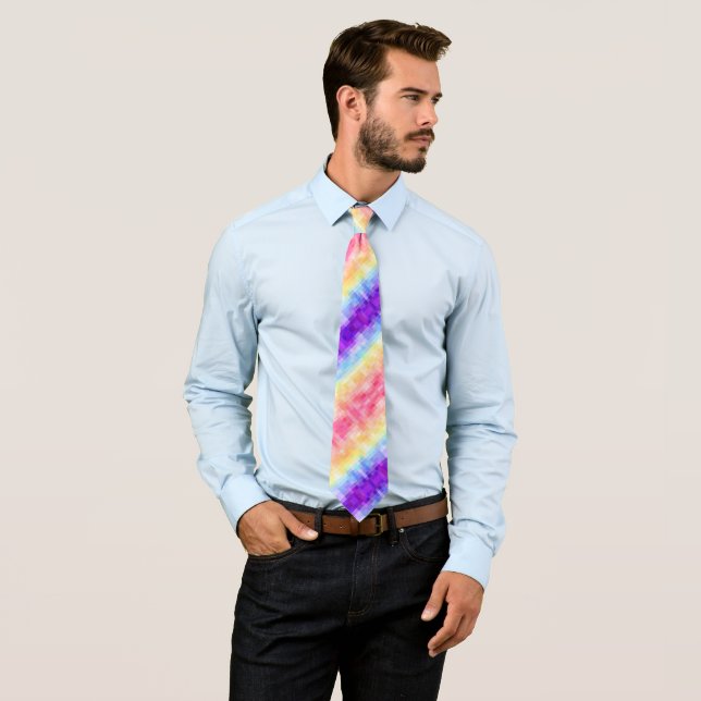Retro Boho Funky Quirky Xenogender Plaid Pride Tie (In Situ)
