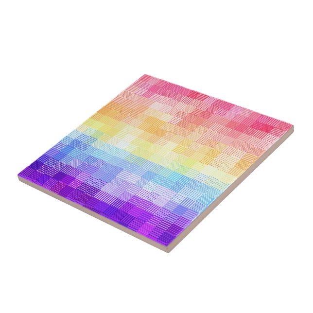 Retro Boho Funky Quirky Xenogender Plaid Pride Tile (Side)