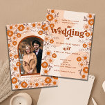 Retro Boho Groovy Arched Photo Wedding Invitation<br><div class="desc">Our Retro Boho Groovy Arched Photo Wedding Invitation is the perfect choice for couples looking to add a touch of vintage charm to their special day. With its funky 70s-inspired design and colourful, groovy aesthetic, this invitation is sure to make a statement. The arched photo frame adds a unique and...</div>